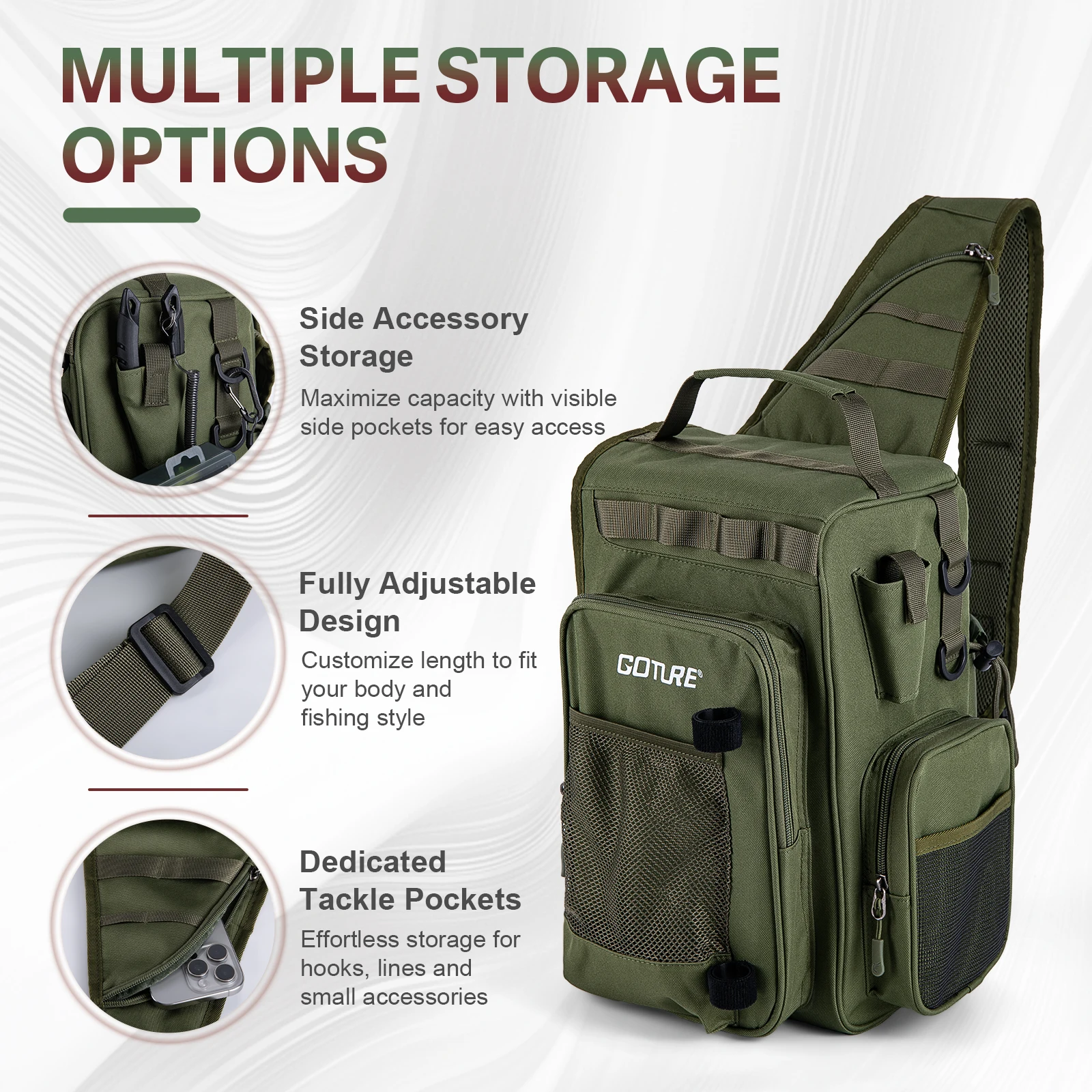 Goture Portable Fishing Tackle Bag, Breathable Single Shoulder/Handheld Fishing Bag Lure Box,Multiple Colors for Fishing Sports