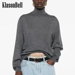 10.11 KlasonBell Women Clothes Temperament Sweet Letter Turtleneck Keep Warm 100% Wool Knit Sweater