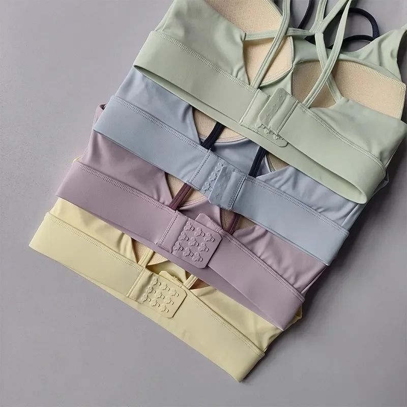 Reggiseno fitness da donna con incrocio morbido in tinta unita, collant, gilet da yoga, antiurto, palestra, sport, top push up con reggiseno sportivo regolabile