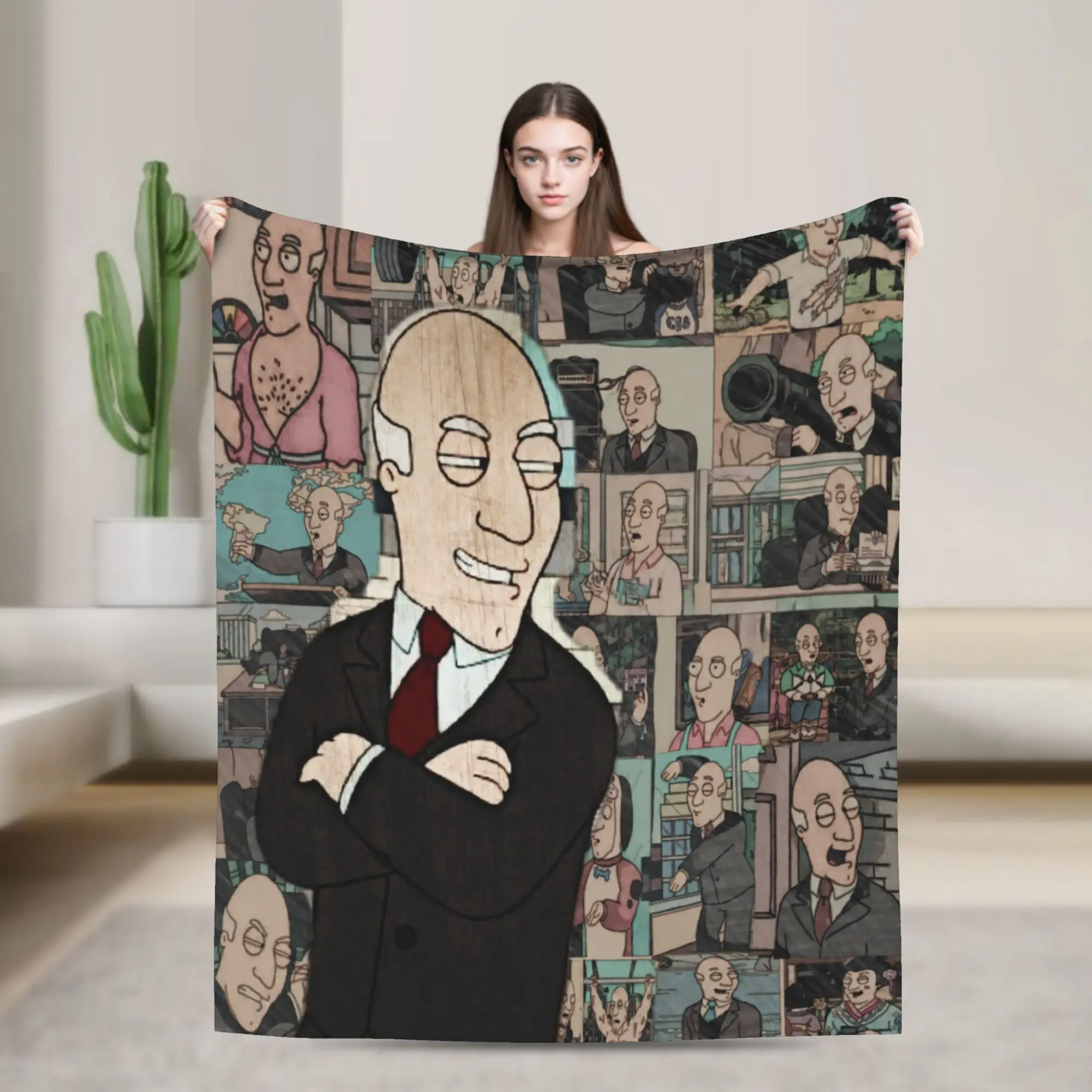 Americans Dads cartoon Blanket Coral Fleece Plush  Relax Super Soft Throw Blanket for Bed Quilt