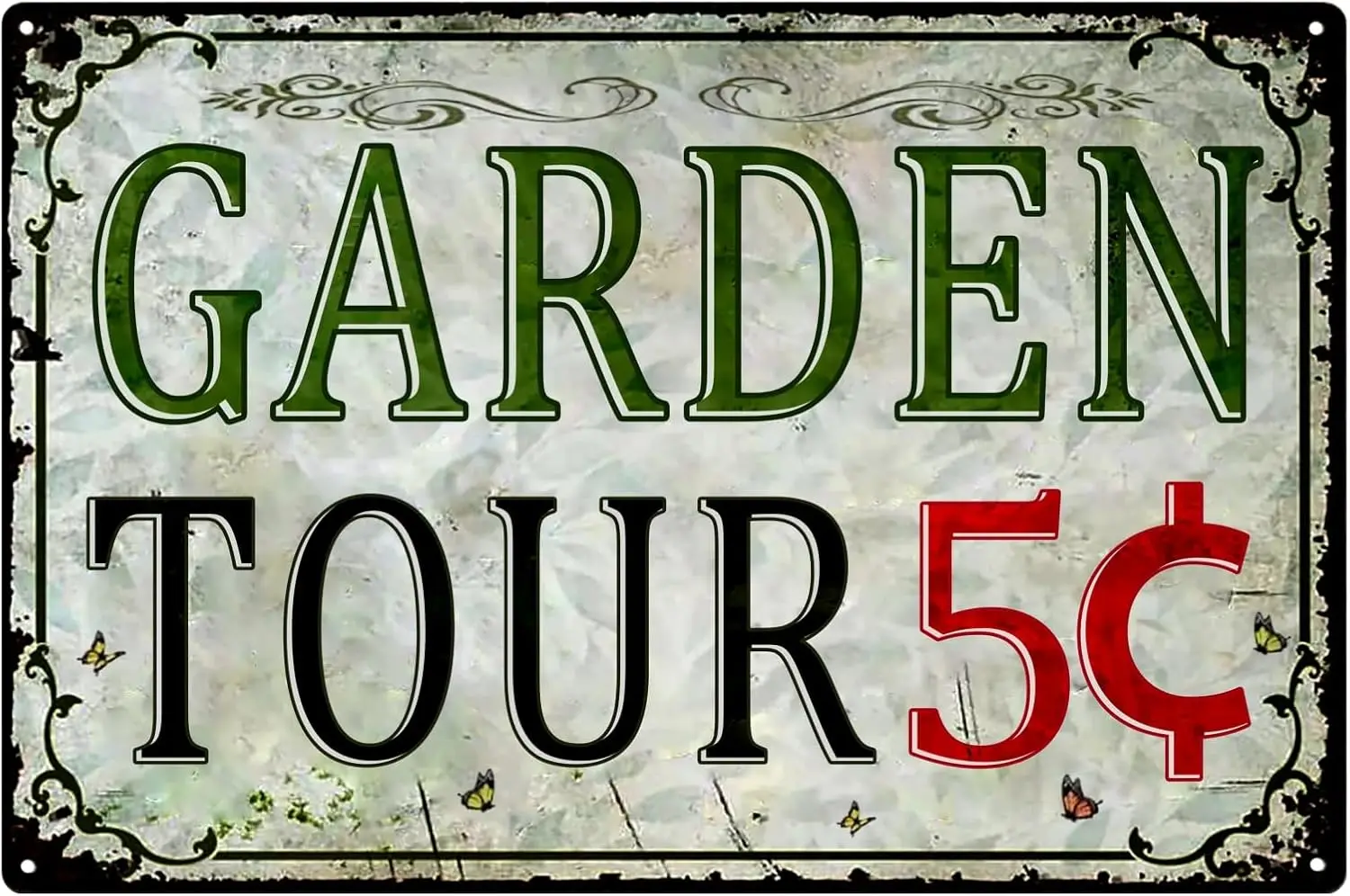 Gartenschild, Outdoor-Willkommensschild, lustige Vintage-Metallschilder, Garten-Tours-5-Cent-Schild, Blumen-Metallschilder für den Garten