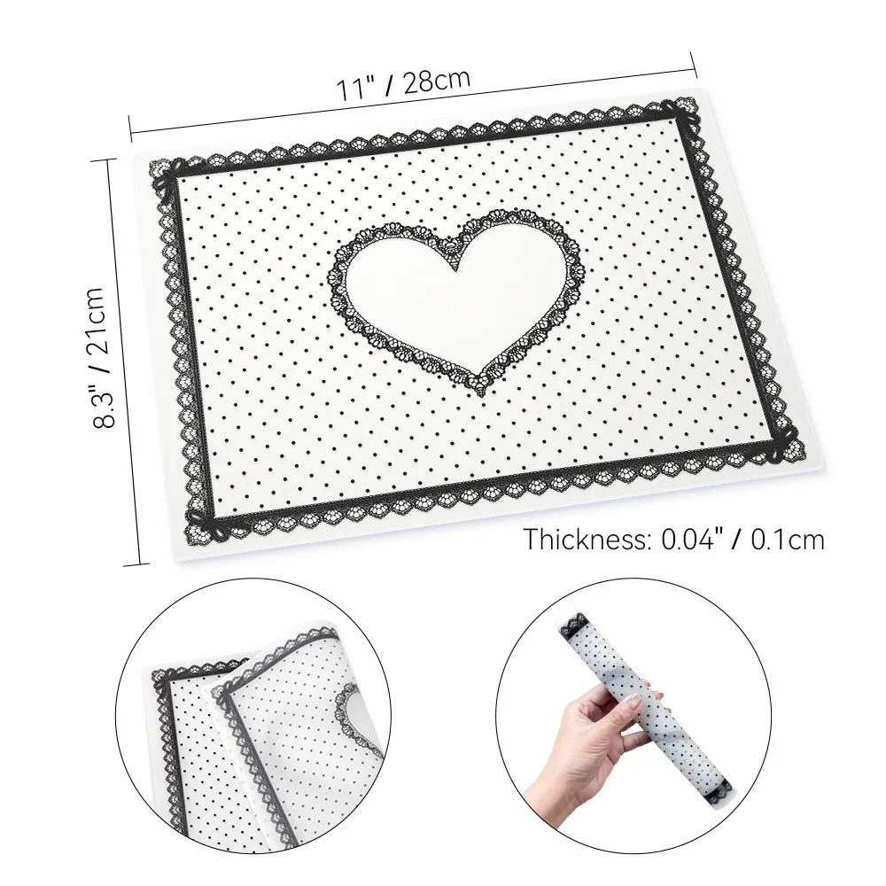 Foldable Nail Art Mat Anti-Slip Washable Silicone Table Cover Lace Design Non-Slip Drainage Hand Pillow Pad Photo Background