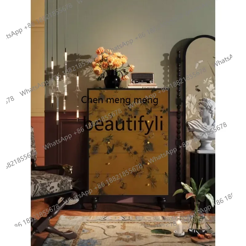 

2003Французский ретро-комод из цельного дерева, гостиная у стены, сторона дивана, шкафчик для хранения в спальне