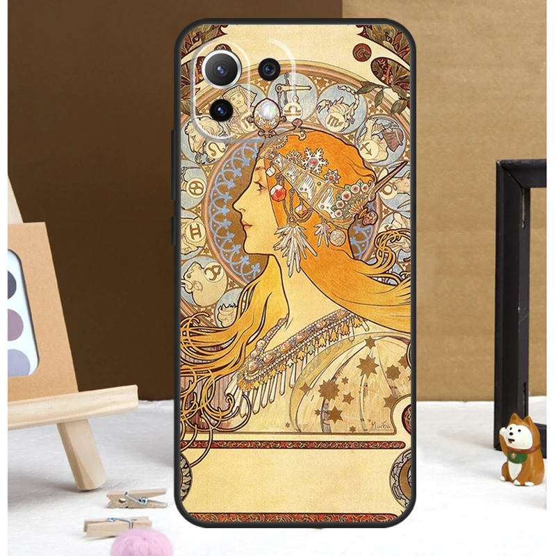 Alphonse Mucha Painted Case For POCO X6 Pro M6 X5 X3 Pro M5s F3 F5 Xiaomi 14 13 Ultra 12 Lite 11T 12T 13T Pro Cover