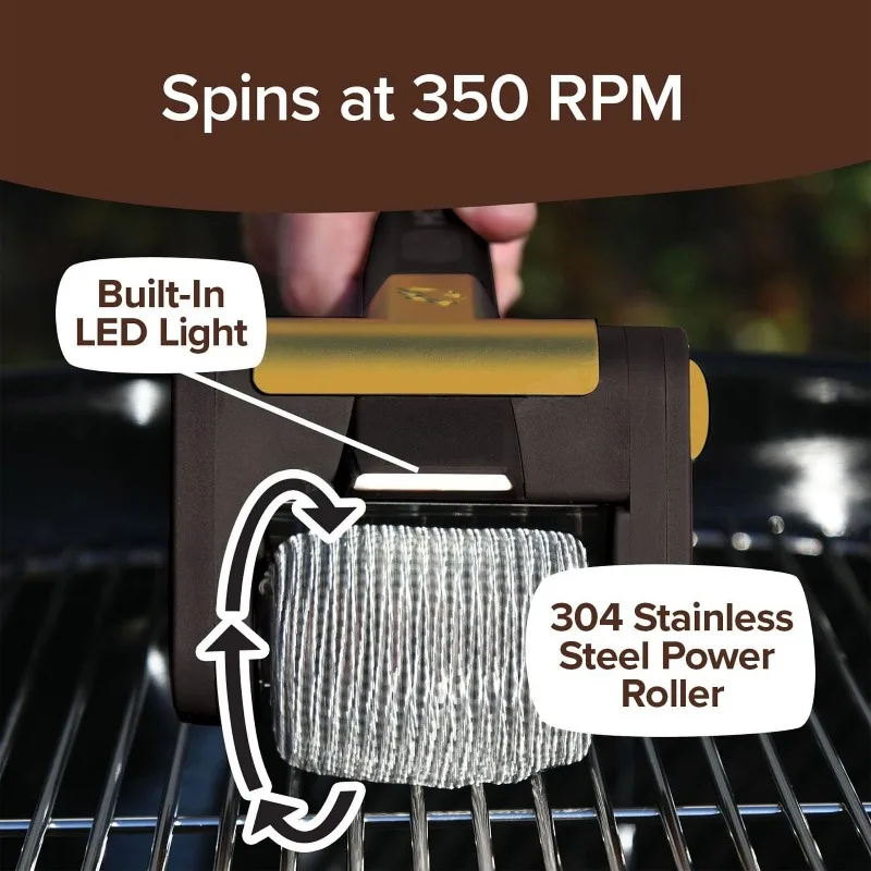 Stainless Steel 304 Roller BBQ Brush with LED Light Brushless Clear Food Grade