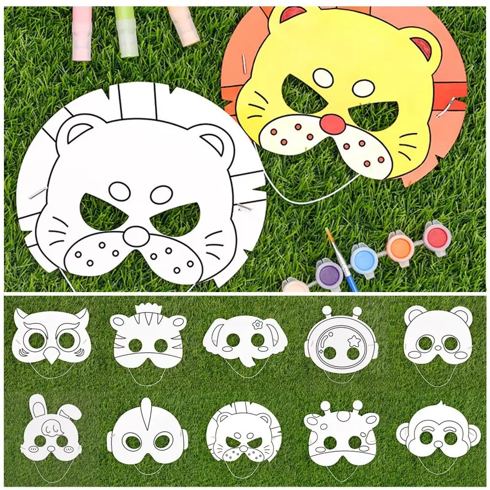 

Puzzle Owl DIY Color Filling Mask Toy Elephant Art Graffiti Animal Mask Educational Rabbit Blank Mask Toy Kids