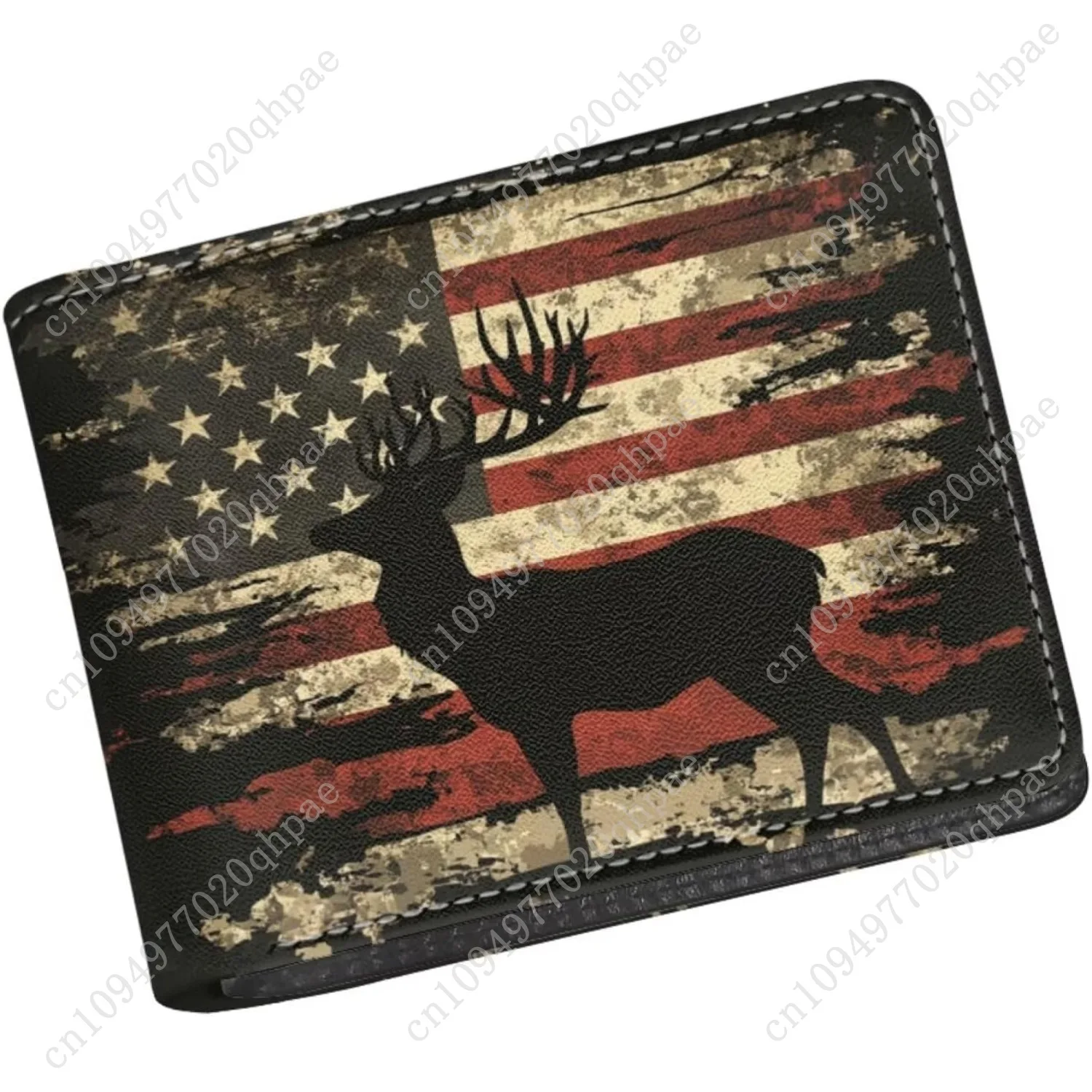 Coldinair American Flag Boy Cool Wallet Deer Leather Wallet for Boys Kids Purse Bifold Rfid Blocking Wallet with Coin Pocket and