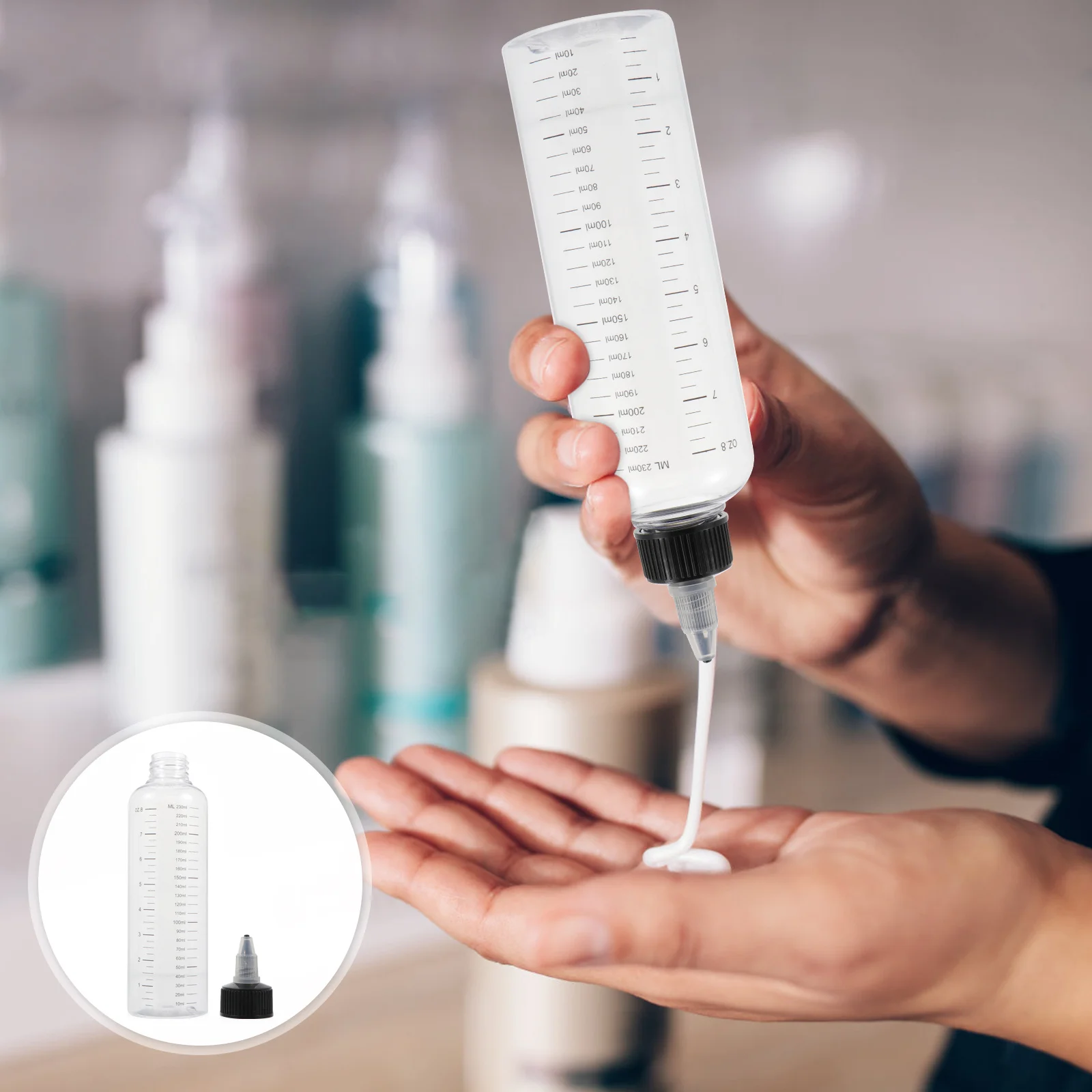 

12pcs Transparent Spout Cap Bottles Precision Calibration Plastic Squeeze Containers For Hair Salon Liquid Packaging Scale