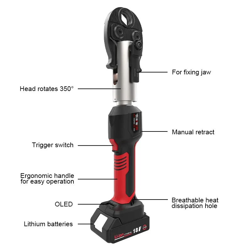 Hl-25p Cordless Electric 18V Li-ion Battery Powered Press Tool for Pex Copper Stainless Steel Pipe Crimping