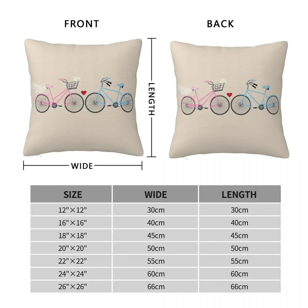 Two Bicycles Love Wedding Pillowcase Polyester Linen Velvet Pattern Zip Decorative Throw Pillow Case Home Cushion Cover