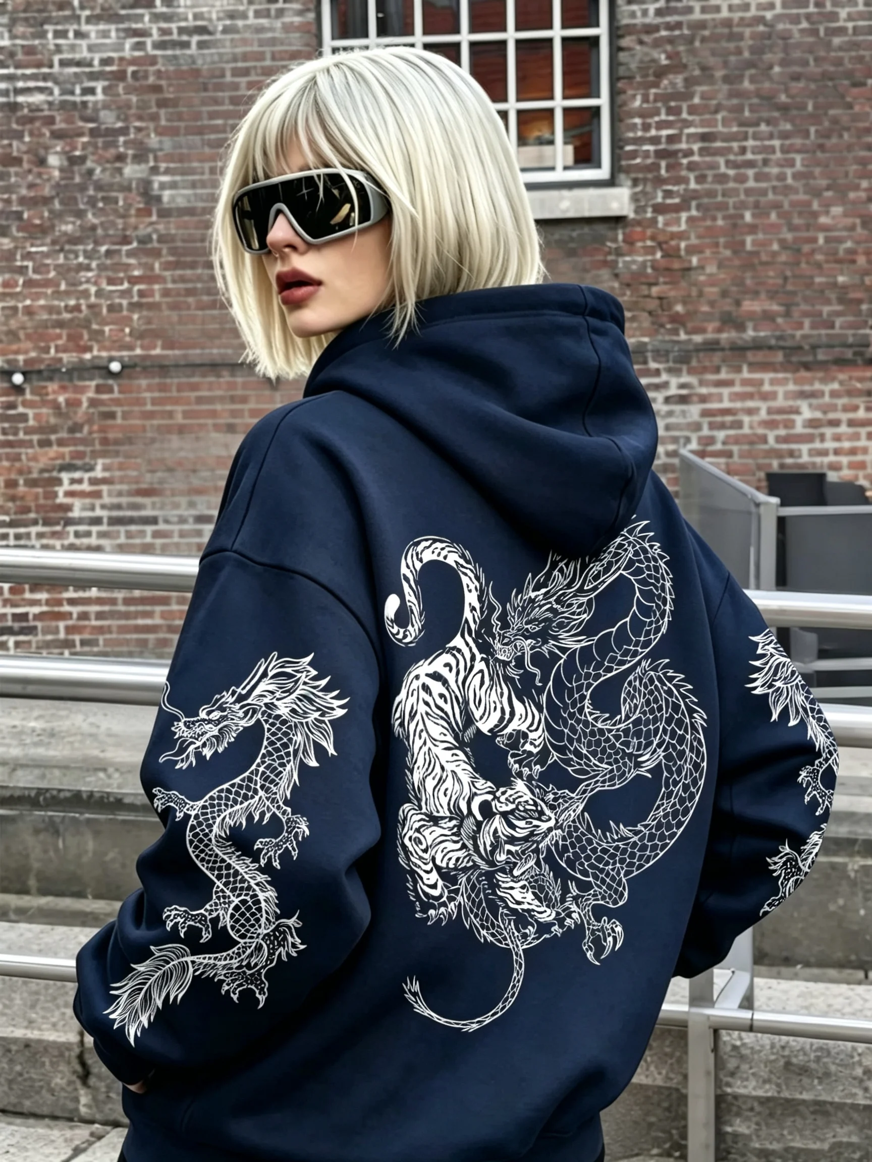 2026 neuer Kapuzenpullover im Nationalstil mit dunklem Drachen- und Tigertotem! Trendiger Unisex-Hoodie im chinesischen Stil mit Drachenmuster – Detail 26