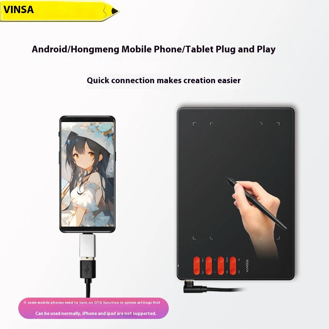 T505pro Vinsa Digital Drawing Board The  Pressure Sensitivity Compatible with Android Tablet PC Windows Mac Laptop Mobile Phone