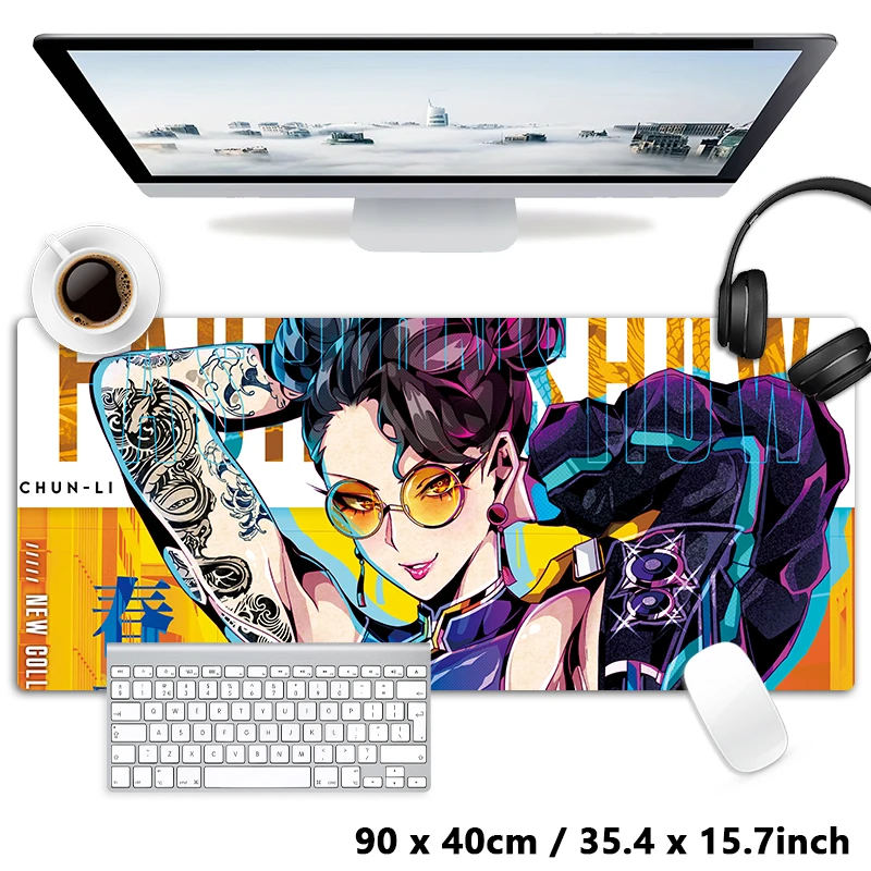 Hot Game Street Fighter Sexy Girls Chun Li Cammy Mouse Pad Computer Mat Deskpad Keyboard Mat XXL Large Mousepad