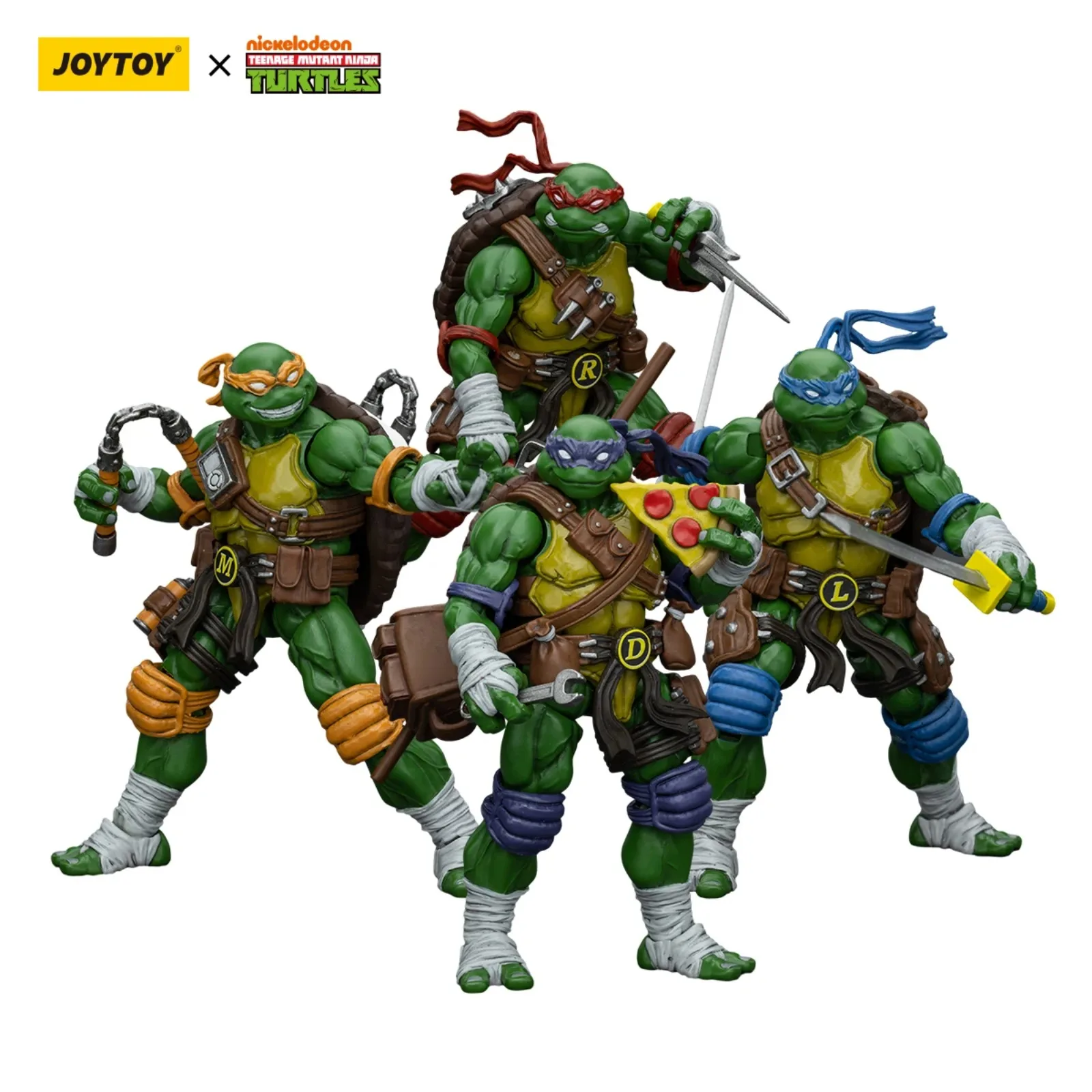 JOYTOY TMNT Zestaw figurek akcji w skali 1/18 Michelangelo/Donatello Model wojskowy anime