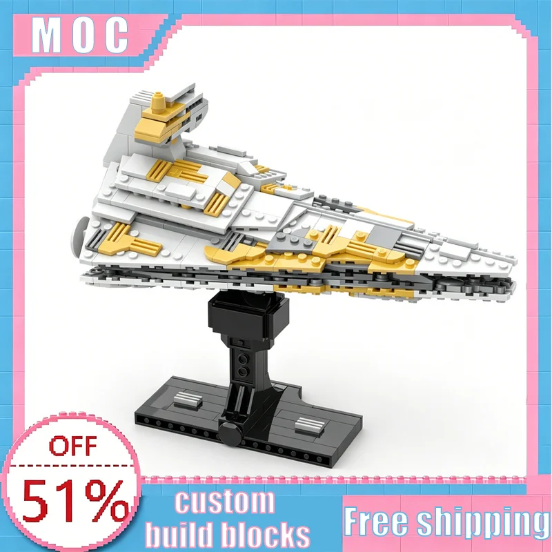 

607 Parts MOC Sci-Fi Chimaera Starship Model With Display Stand Custom Creative Building Blocks Educational Assembly Toy Gifts