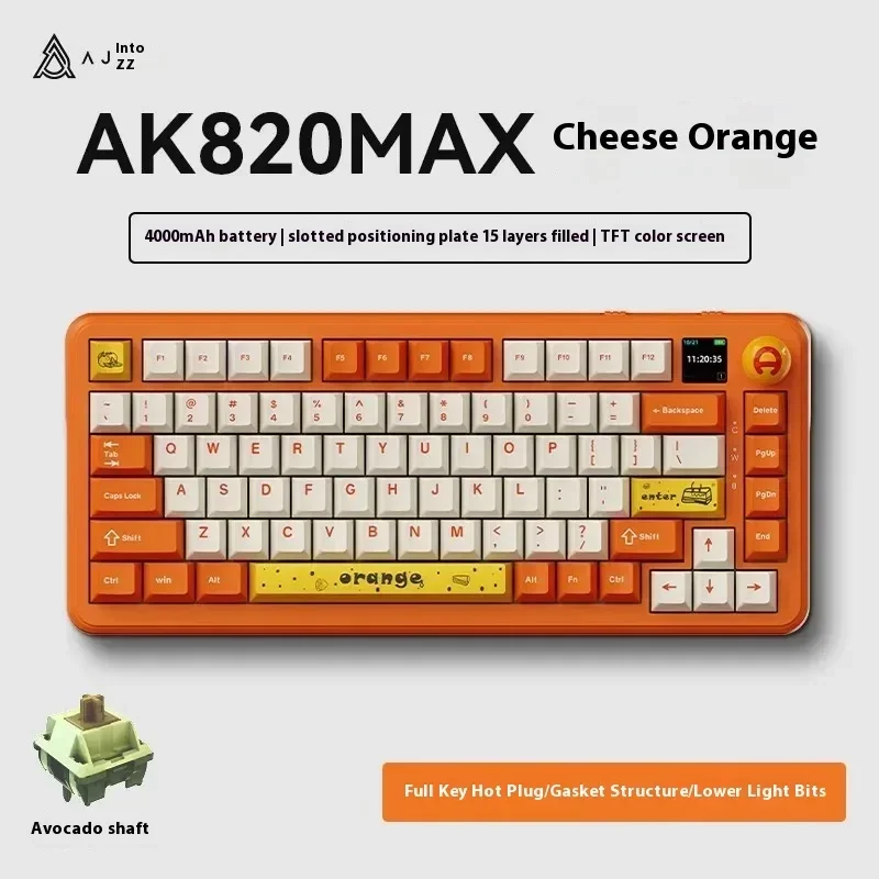 

Ajazz Ak820 Pro 75% Gasket-Mounted Bluetooth 5.1/2.4g Wireless/Type-C Wired Mechanical Keyboard With Tft Screen For Mac/Win