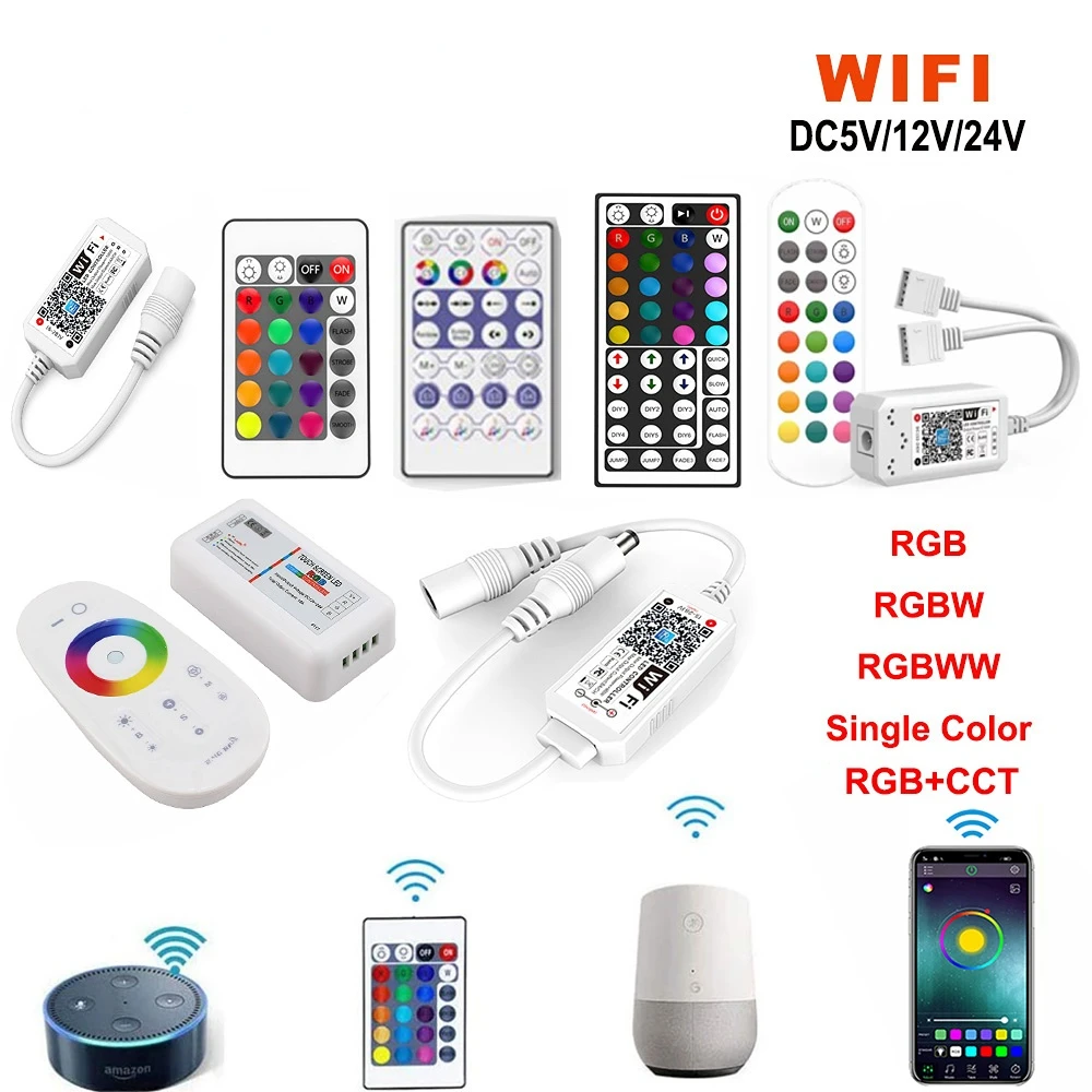 

Светодиодный контроллер Magic Home с Wi-Fi, 5 В, 12 В, 24 В, RGBW, RGBWW, RGB + CCT, Bluetooth, 2,4G, сенсорная Светодиодная лента для 5050, 2835, WS2811, WS2812B