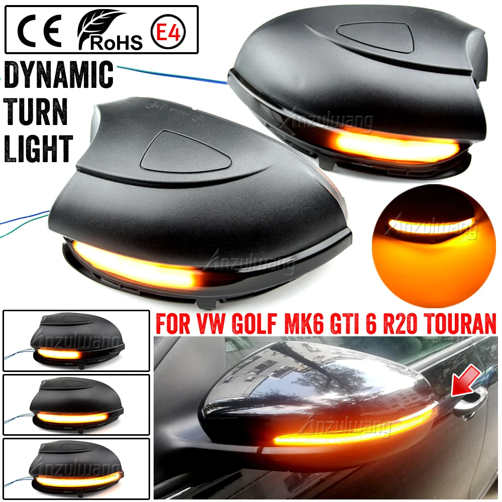 Dynamic Turn Signal Light Flowing Water Blinker Flashing Indicator Signal For Volkswagen VW GOLF 6 VI MK6 GTI R line R20 Touran