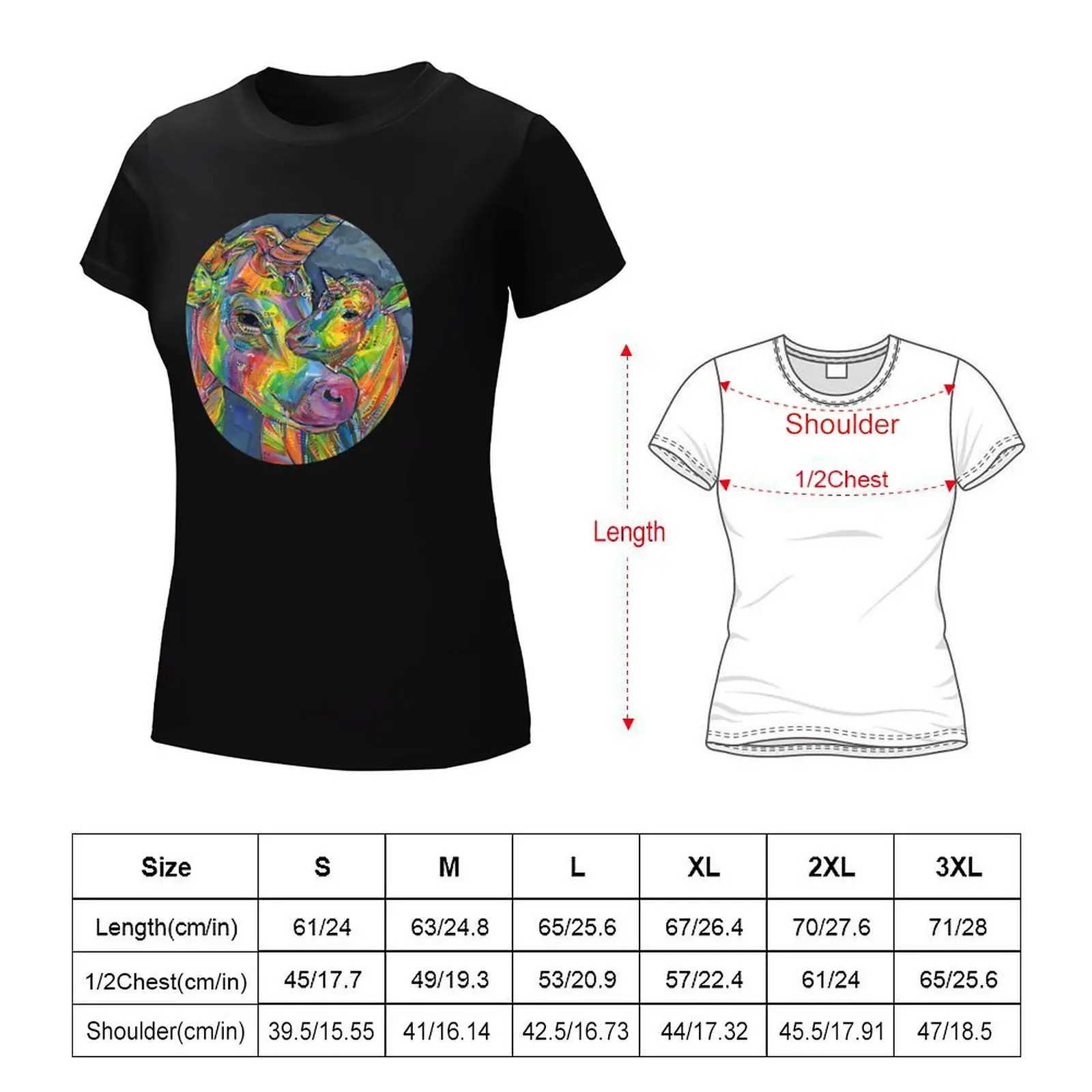 Rainbow Unicow Mom and Baby Painting - 2020 T-Shirt Short sleeve tee Blouse shirts graphic tees oversized Women clothing