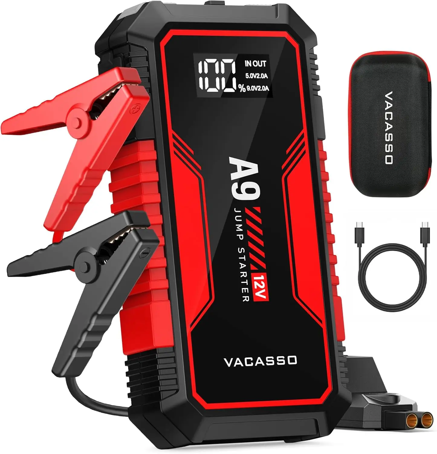 

4000A Jump Starter for Cars, Portable Battery Booster with USB Ports, LED Light, and Storage Case - 12V for Gas/Diesel Engines
