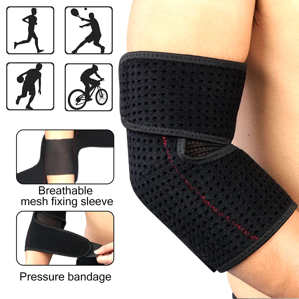 TIKE 1 Pair Adjustable Neoprene Elbow Brace Support Compression Straps Breathable Arm Protector Pads Relieve Injury Pain Relief