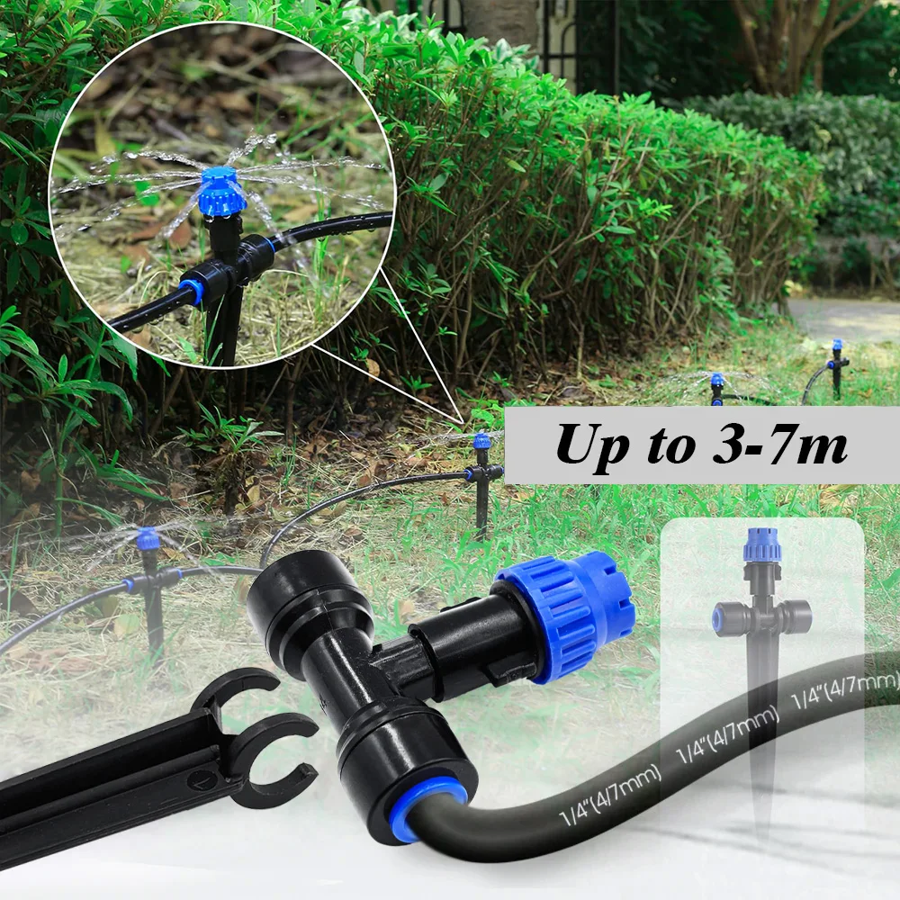 8-holes Drippers with Garden Irrigation Watering Supplies Stake 180° Bend Adjustable Sprinklers Quick Insert Slip Lock Sprayer
