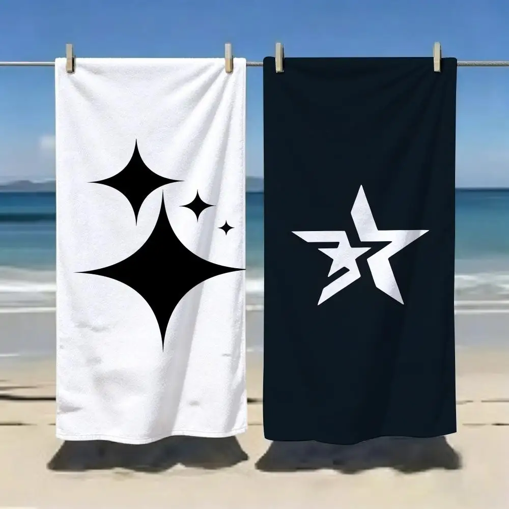 Black And White Tone Minimalist Stars Towel Microfiber soft Beach Towel for Travel Fitness Sauna Bathing Camping