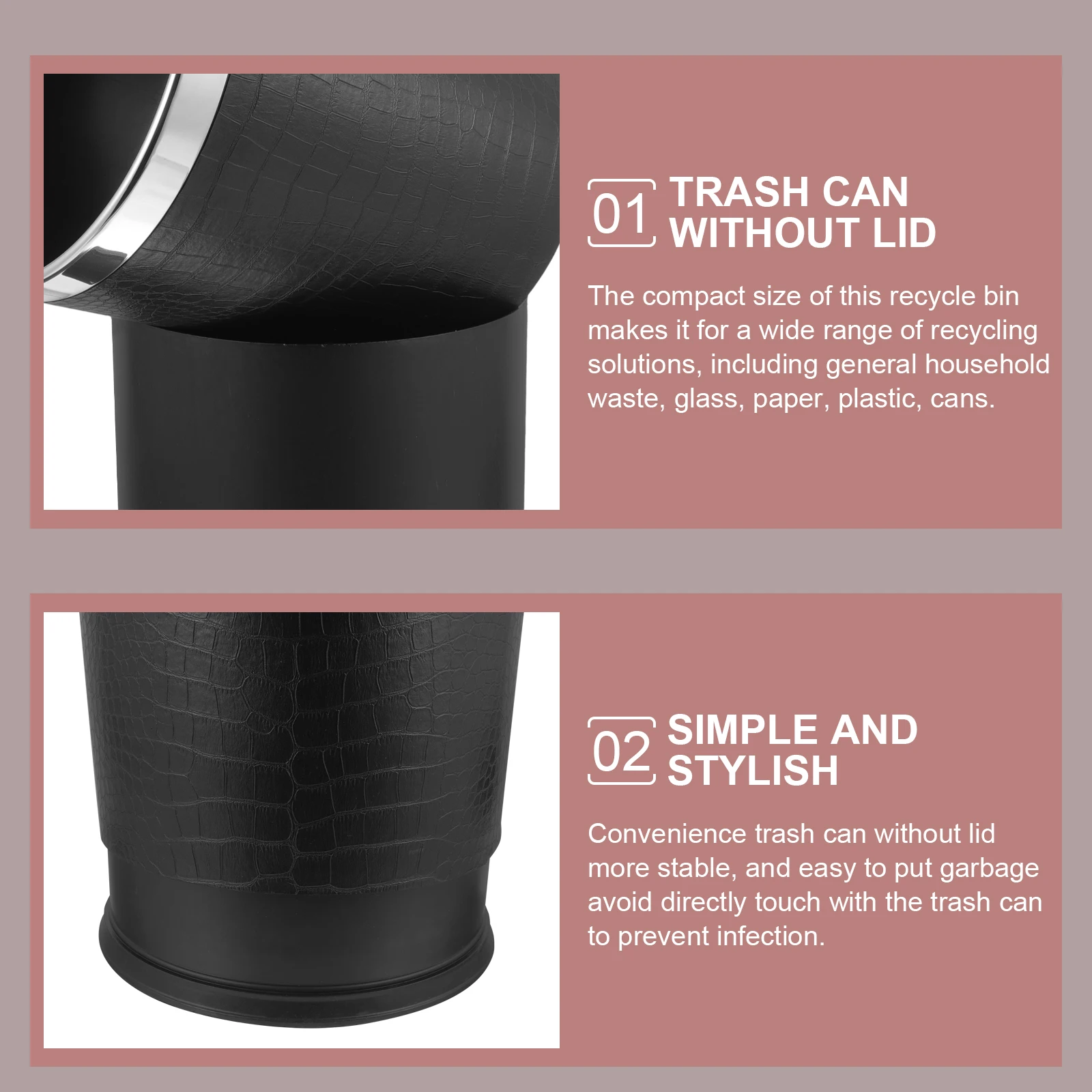 

Retro Trash Can Plastic Household Bathroom Bedroom Office Multi Function Waste Basket Garbage Bucket Recycling Solution
