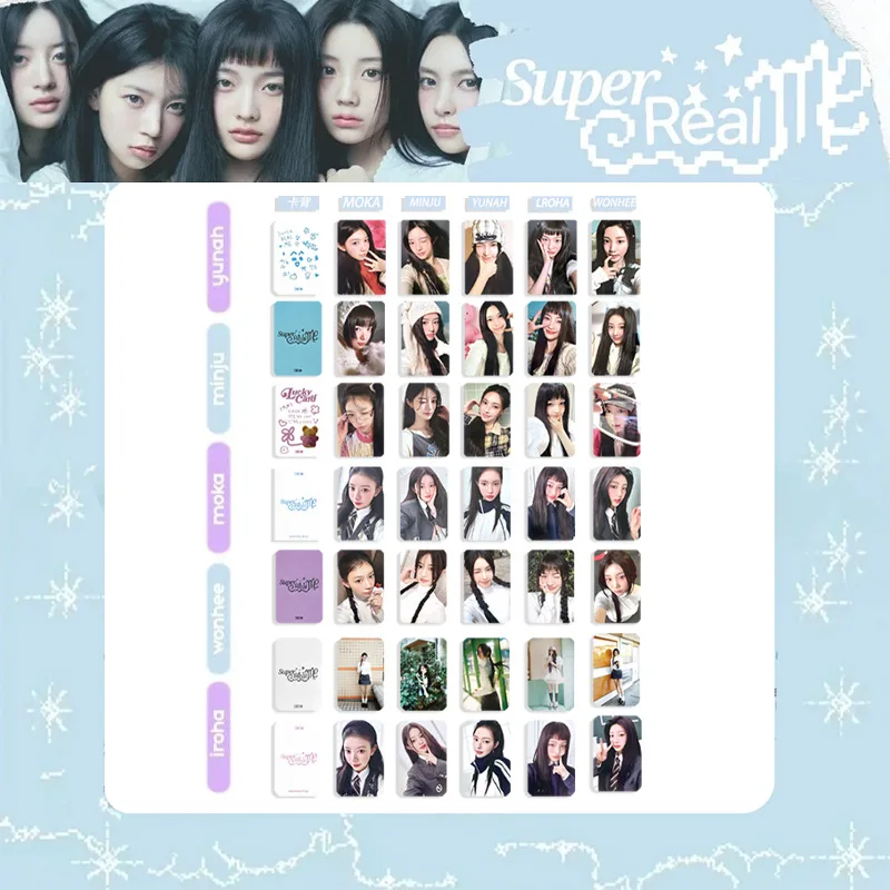 

KPOP 7PCS ILLIT "Super Real Me" Photo Card MOKA IROHA WONHEE Star Peripheral The Same Two-sided Postcard MINJU YUNAN Fans Gift