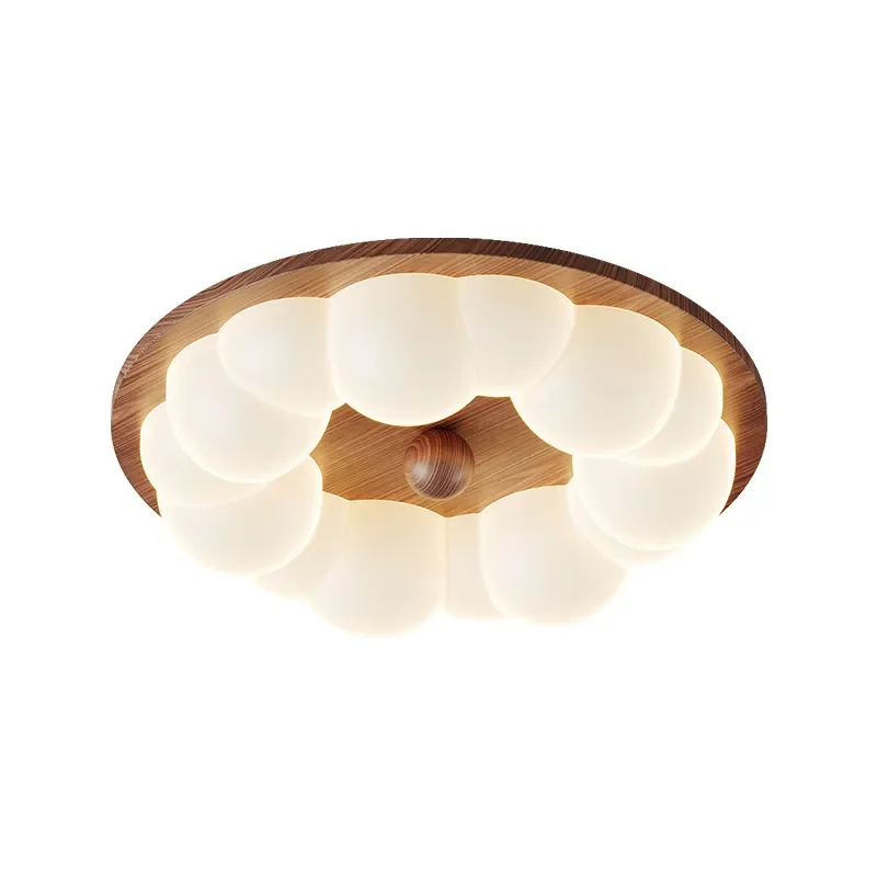 French Cream Style Full Spectrum Eye Care Ceiling Lamp Warm Light for Kids Bedroom Princess Room Milk Bean Design Fixture