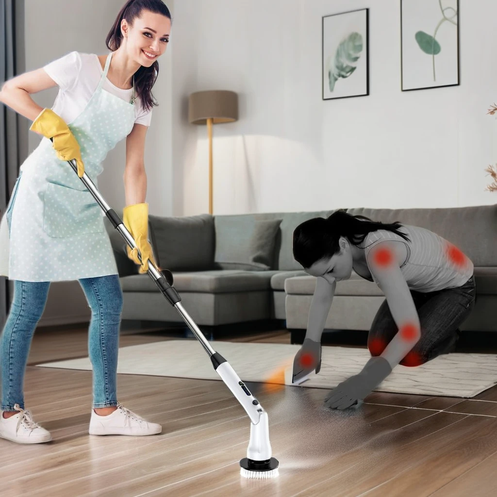 ハンディコードレス食器洗いガン 電動スピンスクラバー用 ワイヤレス電源 プラスチックブラシヘッド付き キッチン掃除用