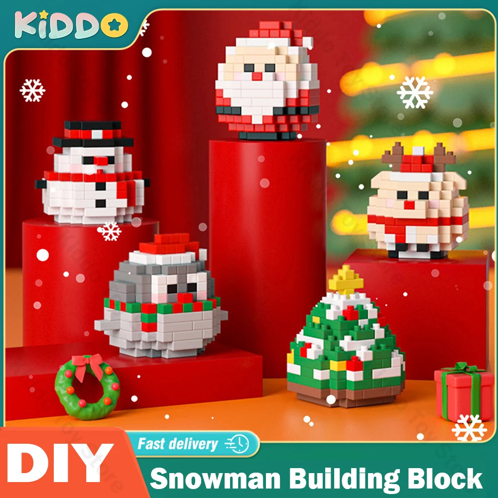 

Cute Santa Claus Christmas Tree Snowman Mini Building Blocks Assembled Cartoon Model Figure Micro Brick Toys for Kids XMAS Gifts