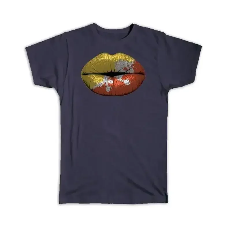 Lips Bhutanese Flag Bhutan Expat Country For Her Women Feminine T shirt