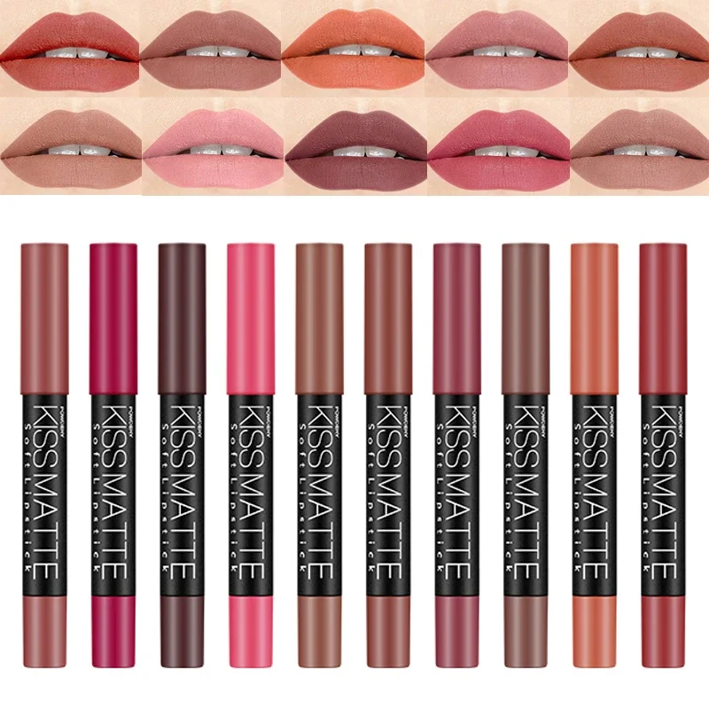 12 Colors Velvet Matte Lipsticks Pencil Waterproof Long Lasting Sexy Red Lip Stick on-Stick Cup Makeup Lip Tint Pen Cosmetic