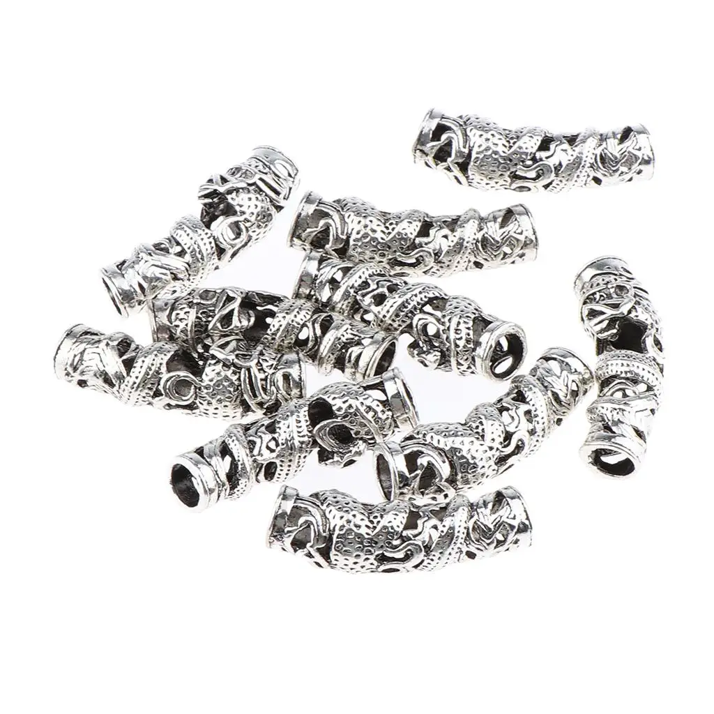 10 Stück Haarschlauchperlen Dreadlocks Perlen Haarflechten Schmuck Haardekoration Zubehör, DIY Tibetisch, 2 Stile