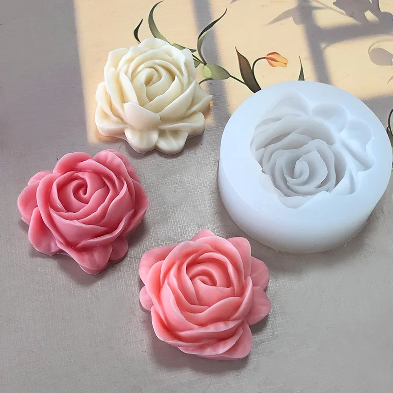 big Rose Aromatherapy Candle Silicone Mold  Flower Gypsum Dropper Decoration Rose Chocolate Cake Mould