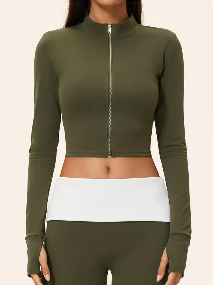 Sports Long Sleeve Solid Color Top Women Gym Yoga Top Workout Clothes Sports T Shirt Fitness Activewear Running Tight Tops