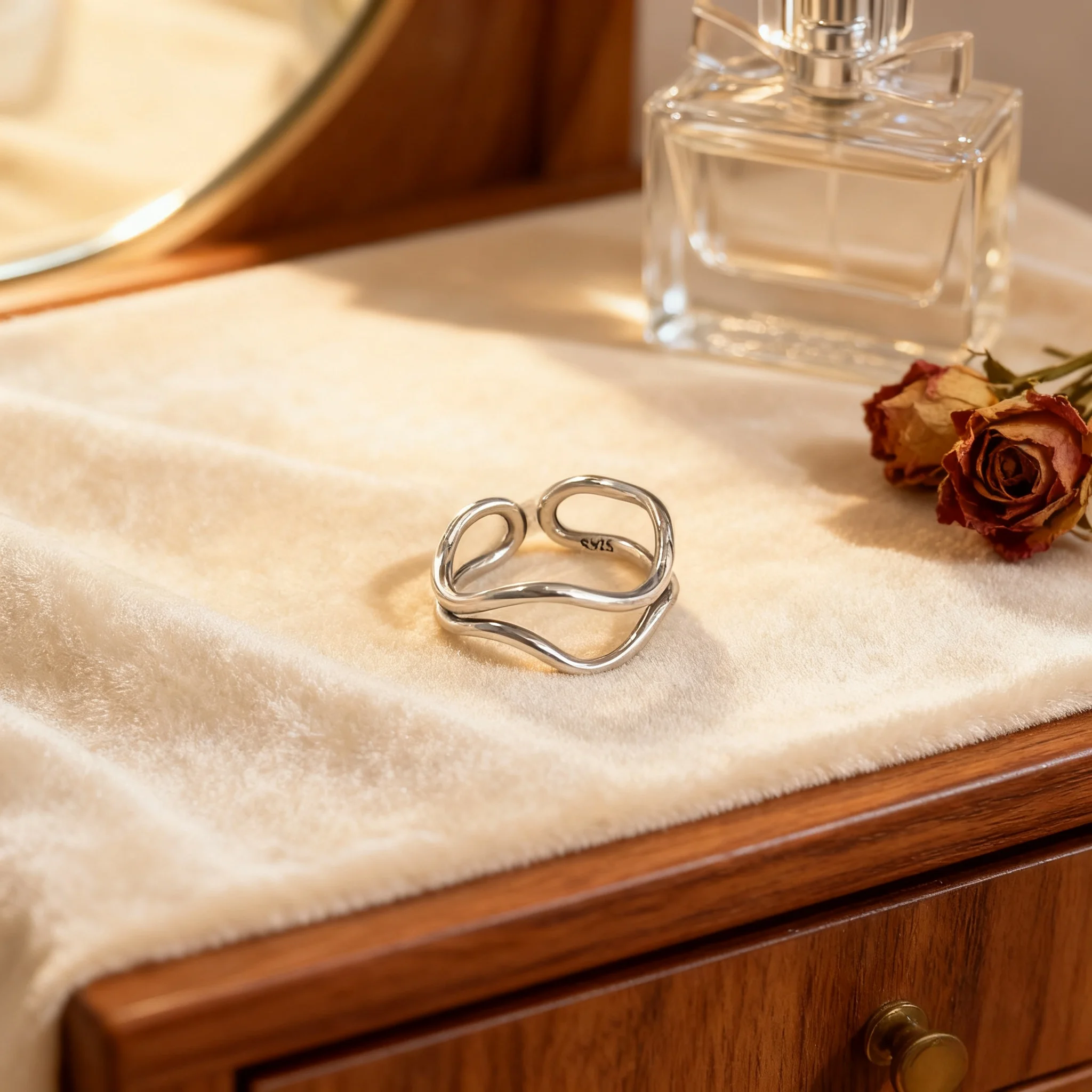 

New Irregular Wave Line Open Ring With Advanced Design Suitable For Personalized Charm Women's Daily Stacking Accessories Gifts