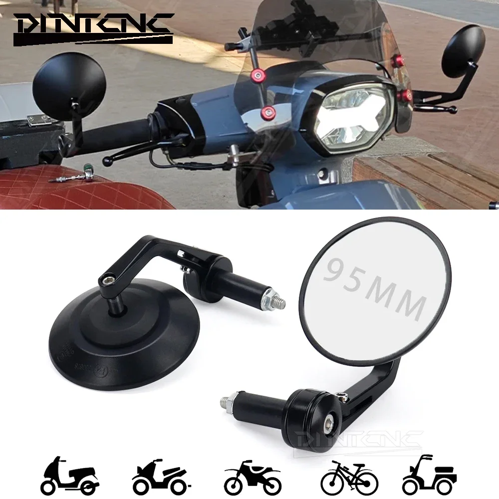 Universal Handlebar End Rearview Mirror Motorcycle Accessories Bicycle Accessories Tram Off-Road Vehicle All-Terrain 95MM Glass