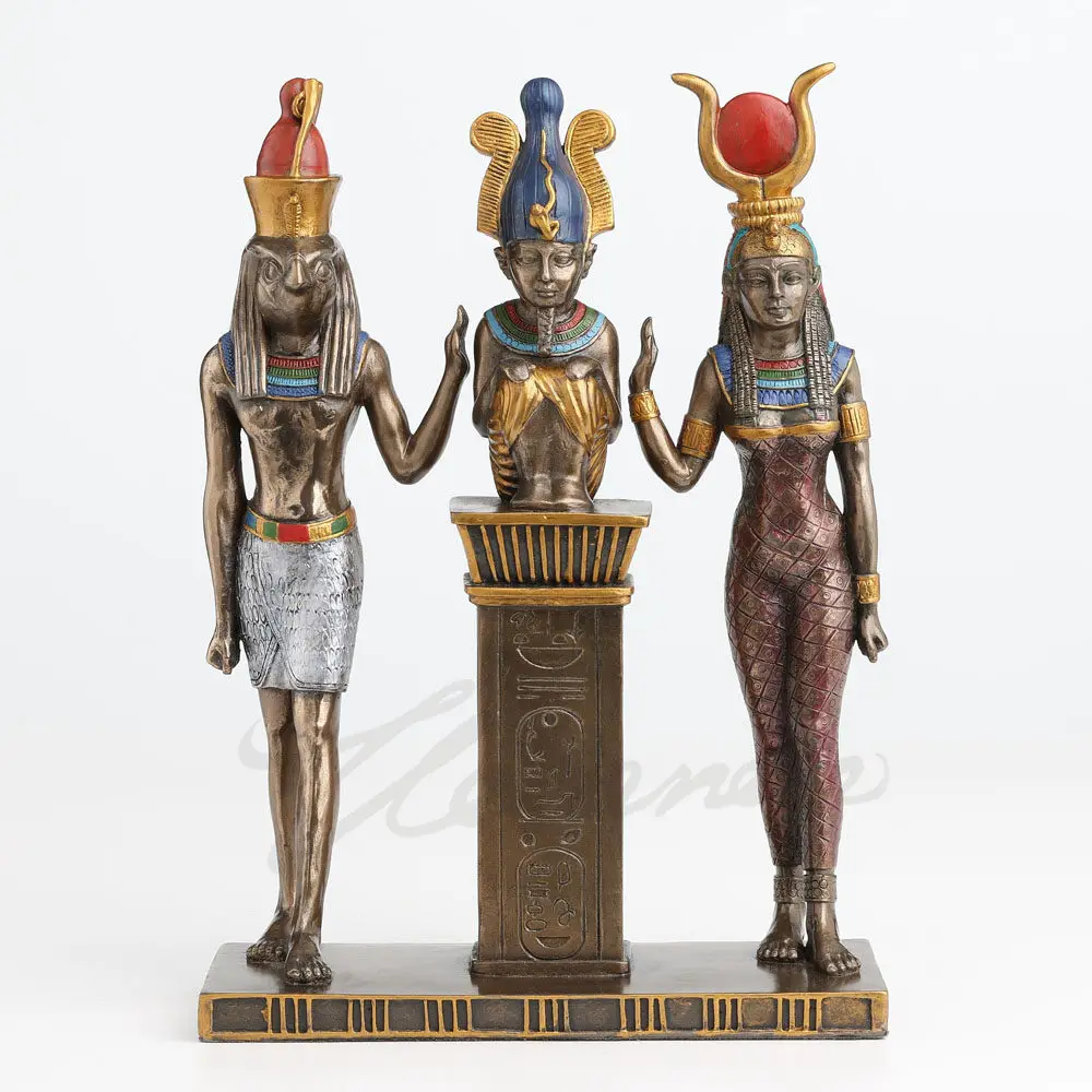 Estatua del Trío de Dioses Egipcios Horus, Osiris e Isis, Figura Coleccionable de Resina, Escultura Egípcia Vintage, Decoración para el Hogar, Regalo Artesanal