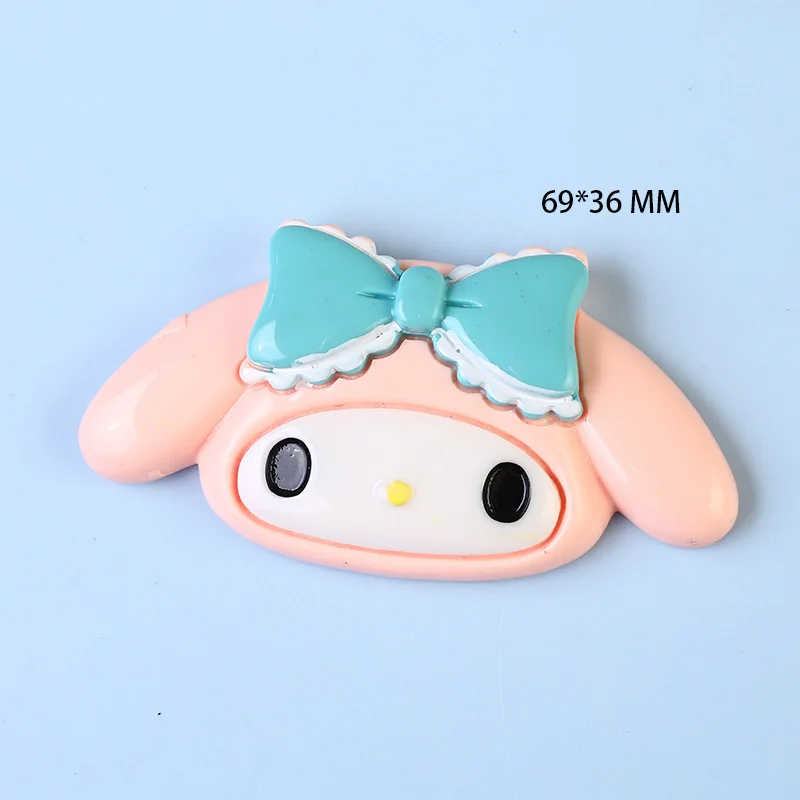 2Pcs Cute Cartoon Melody Kuromi Cinnamoroll Pochacco Pekkle grandi accessori in resina Patch decorazione fai da te materiali giocattolo