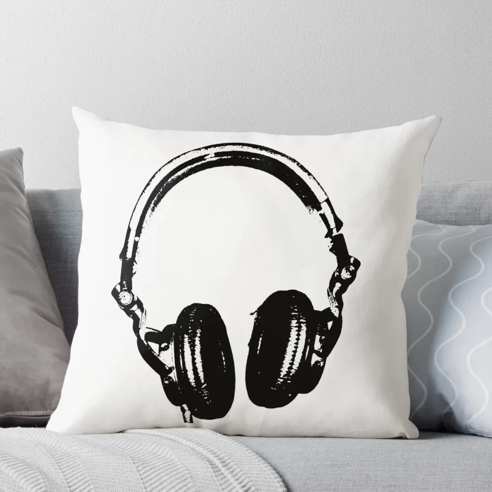 

DJ Headphones Stencil Style Throw Pillow Pillow Cover Marble Cushion Cover