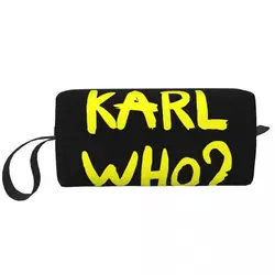 Yellow Karl Who Slogan Makeup Bag for Women Travel Cosmetic Organizer Cute Storage Toiletry Bags