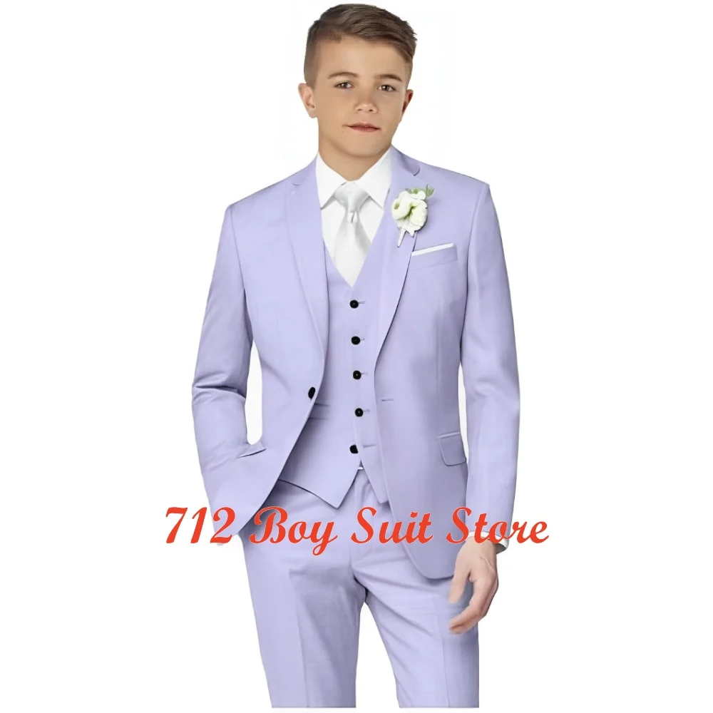 Boys Suit 3 Pieces Notch Lapel Jacket Pants Vest Set Formal Kids Tuxedo for Wedding Birthday Dinner Party