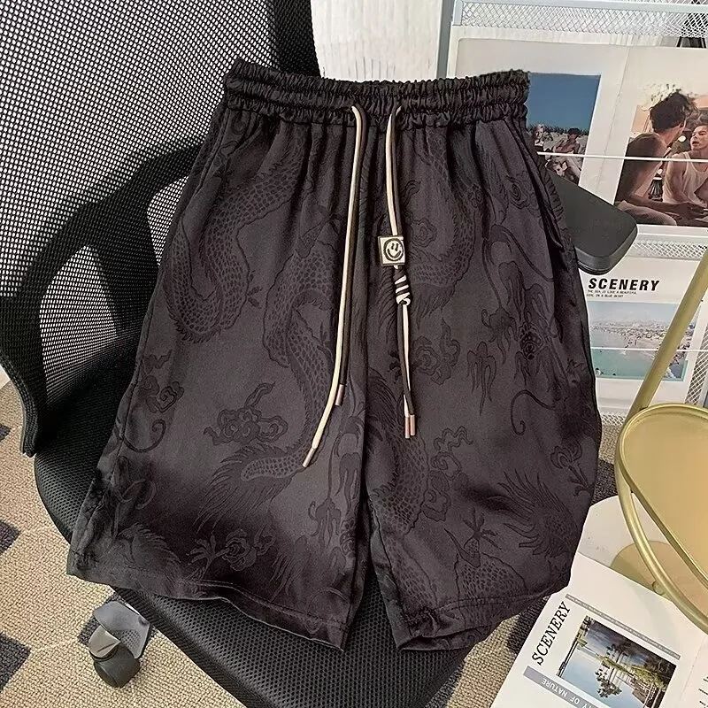 

New Chinese Sle Men's Ice Silk ort Pants Summer Thin Five-Point Casual Loose Comfortable Youthful Faionable Straight Leg