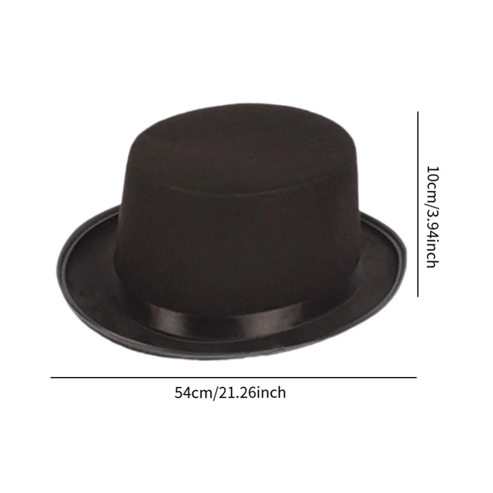 Czarny filcowy cylinder z płaskim wierzchem Formalny kapelusz kostiumowy Fedoras Kapelusz magika