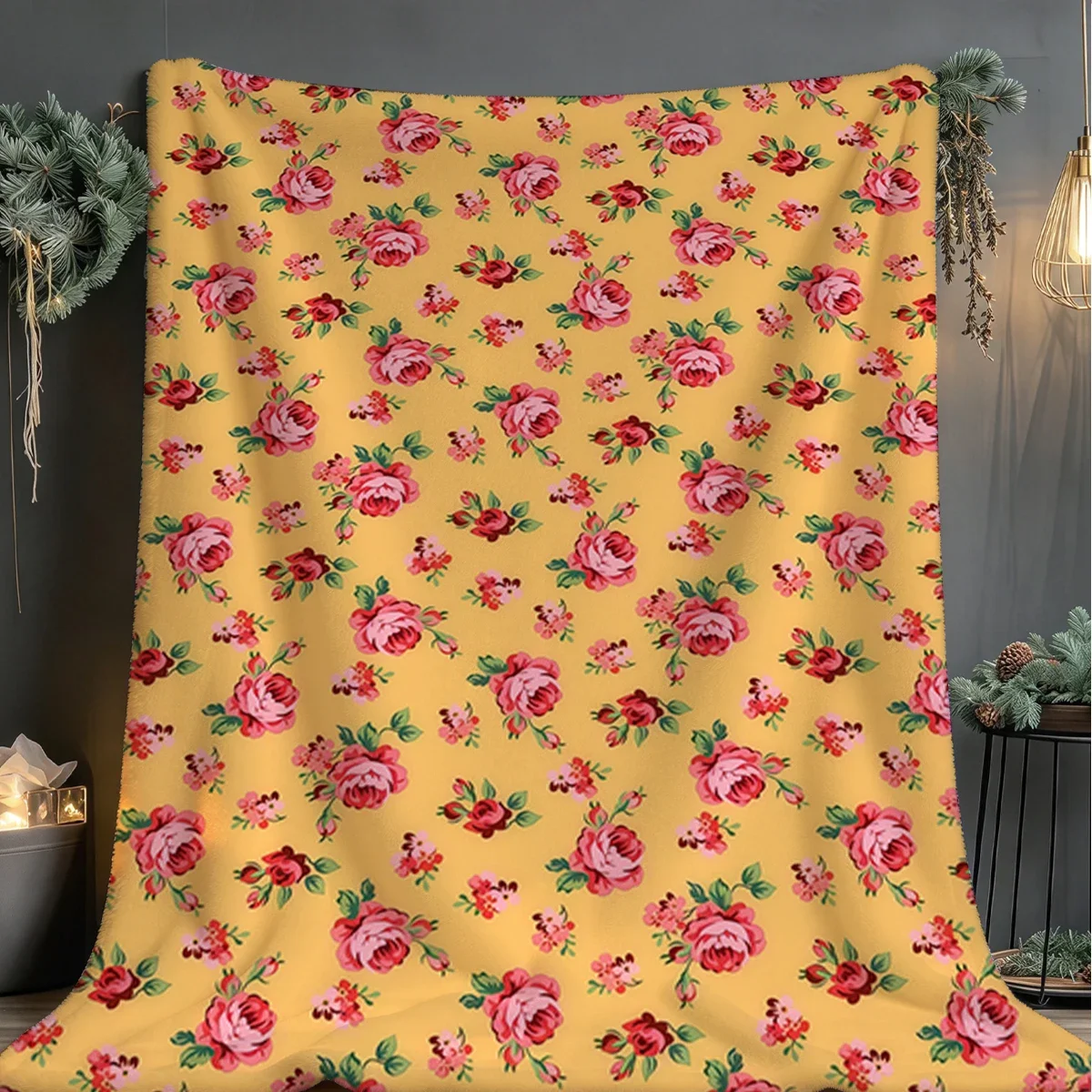Sunny Bloom Flannel Blanket Warm Soft Halloween Christmas Couch Cozy Decorative Gift All Season