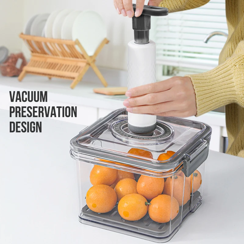 Vacuum preservation box manually sealed food storage box transparent plastic household refrigerator storage kitchen sealing can