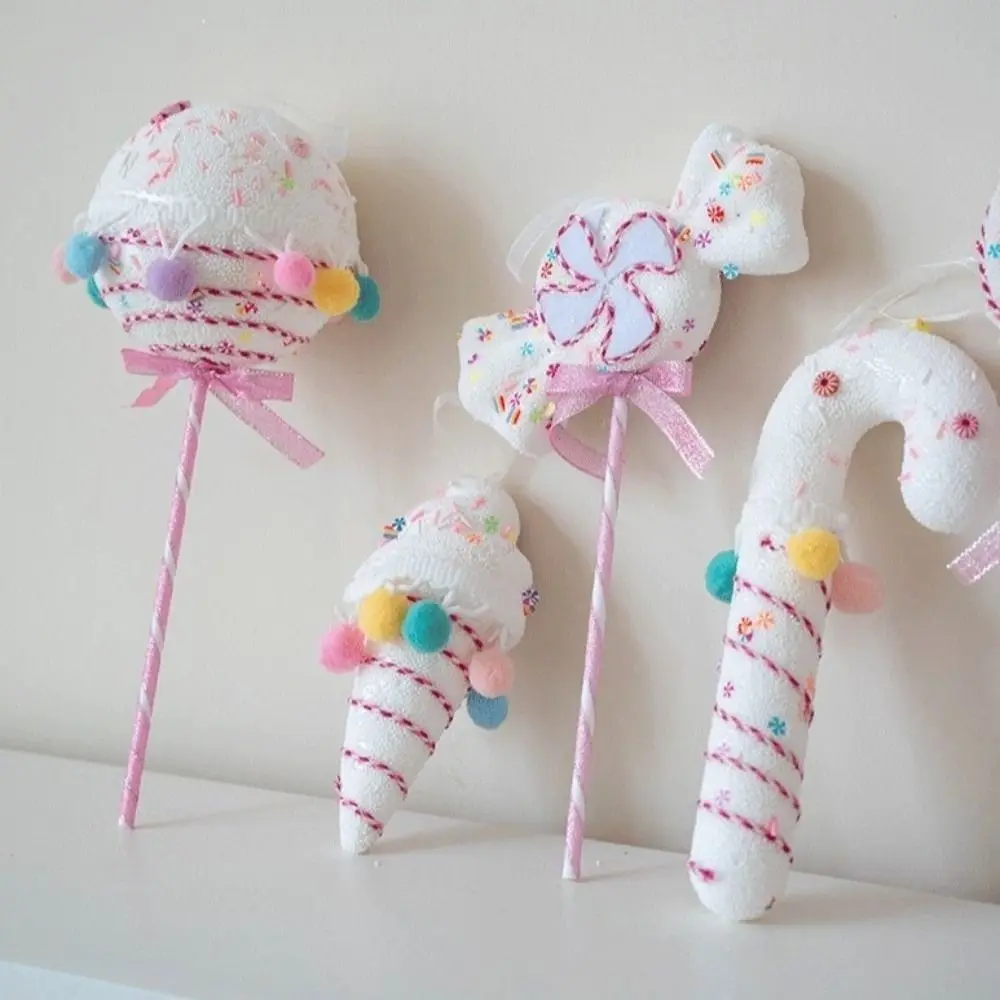 Colgante de bastones de caramelo de Navidad Multicolor, helado de espuma, decoración de árbol de Navidad, Donuts rosas, piruleta, adornos colgantes
