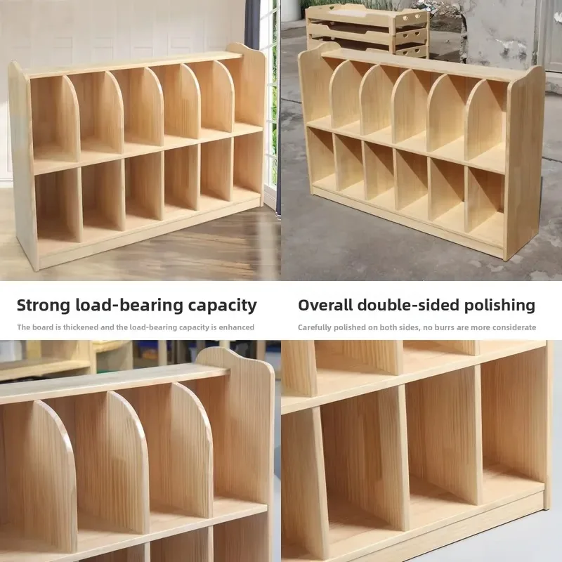 zkyfor Kindergarten Backpack Cabinet Solid Wood Children Storage Rack Wholesale Manufacturer High Quality